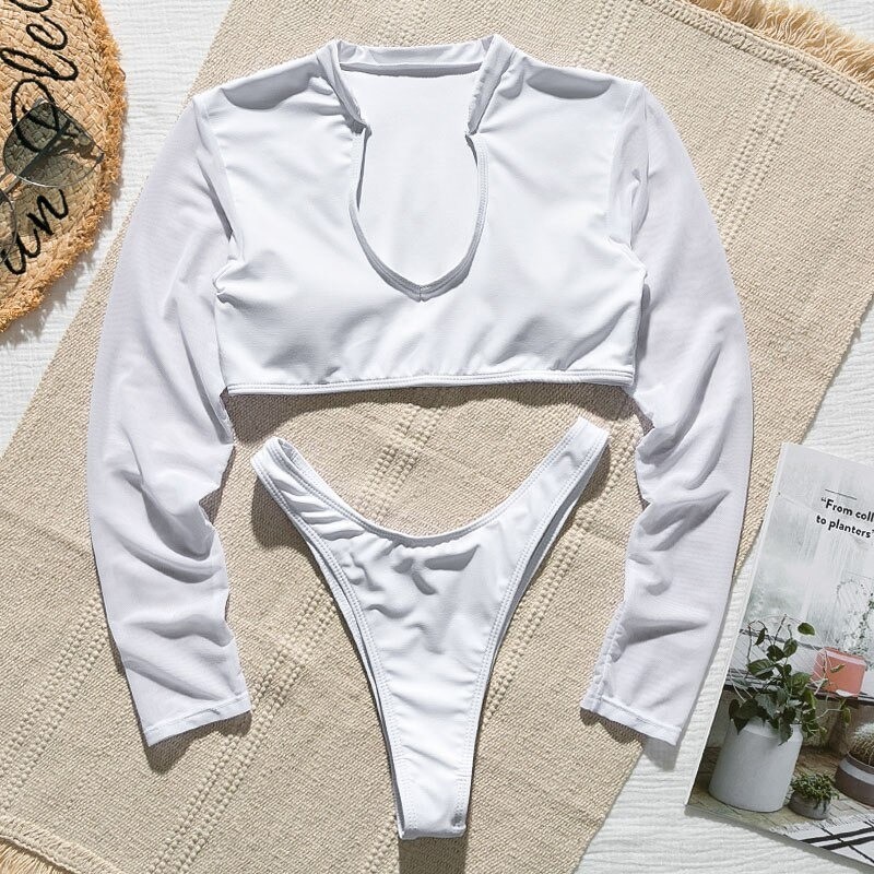 Sexy bikini set - thong / long sleeve topBeachwear