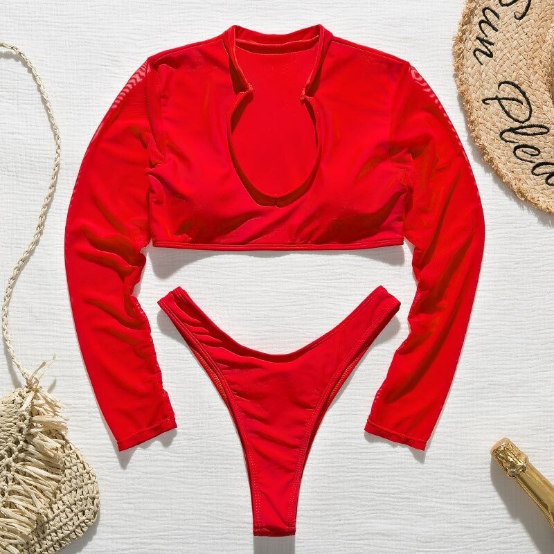 Sexy bikini set - thong / long sleeve topBeachwear