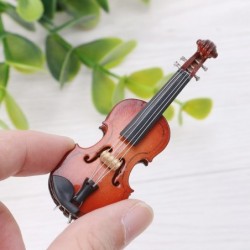 Mini wooden violin - musical instrument - miniature decoration - with stand / caseDecoration