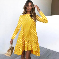 Autumn polka dot dress - with long sleevesDresses