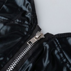 Sexy leather bodysuit - with zipper - set with garter and thongLingerie