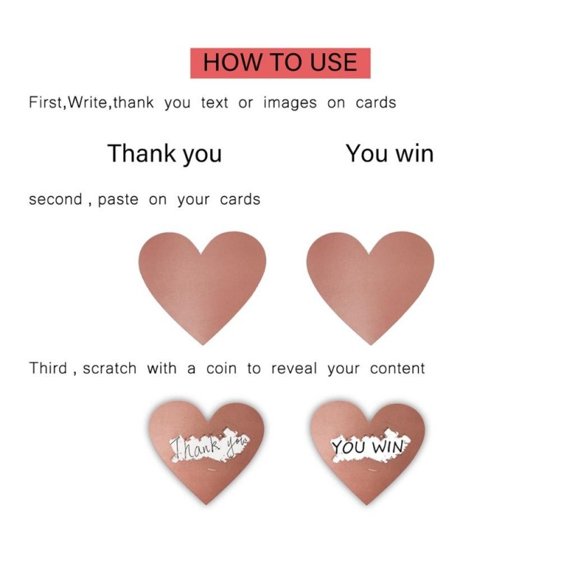 Heart shaped labels - scratch stickers - 2.5cm - 300 piecesDecoration
