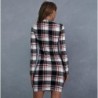 Fashionable plaid mini dress - long sleeveDresses