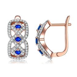 Infinity style earrings - with blue cubic zirconEarrings