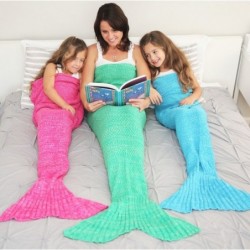 Knitted crochet blanket - with mermaid tail - unisexBlankets