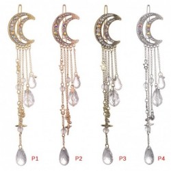 Moon crescent - hair clip with long tassels / crystalsHair clips