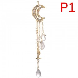 Moon crescent - hair clip with long tassels / crystalsHair clips