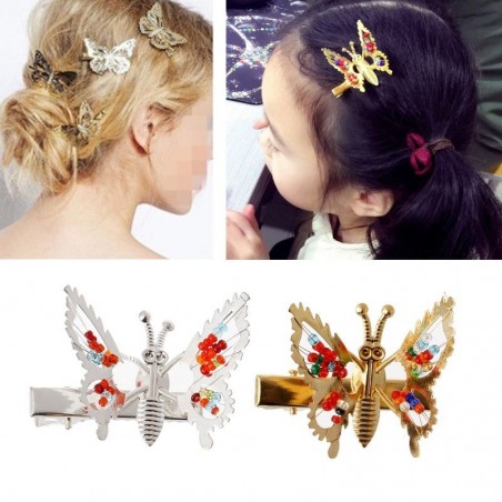 Hollow-out butterfly - hair clip with crystal decorationsHair clips