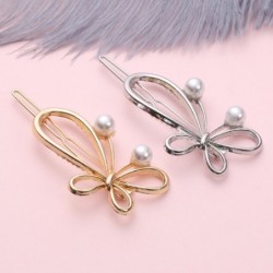 Bow-knot butterfly - metal hair clip - with pearlsHair clips