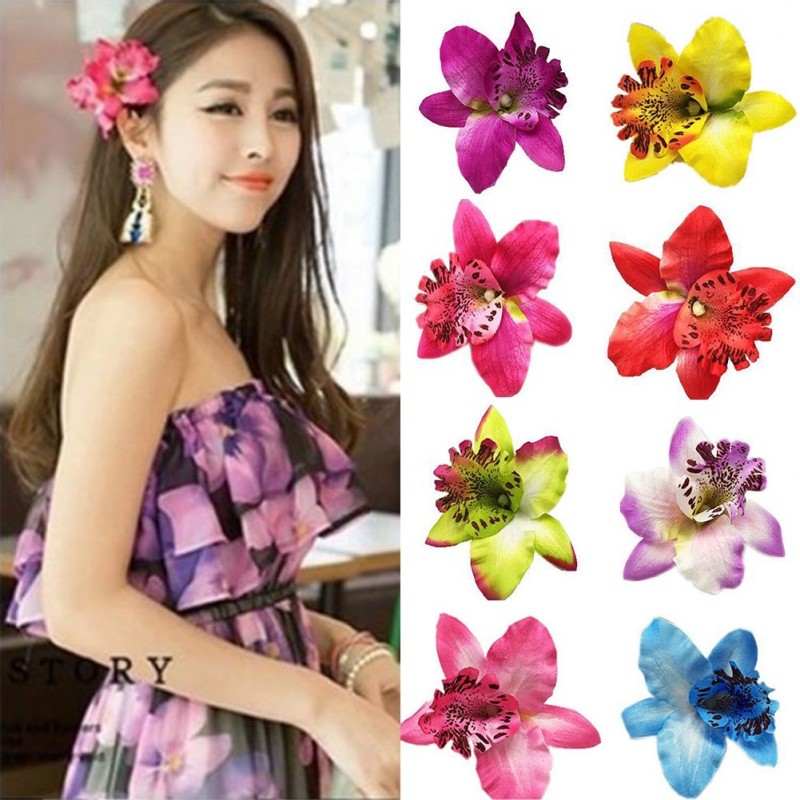 Fashionable hair clip - handmade - flower orchidHair clips