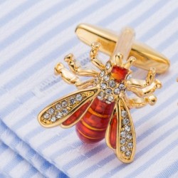 Bee shaped metal cufflinks - with crystalsCufflinks