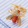 Bee shaped metal cufflinks - with crystalsCufflinks
