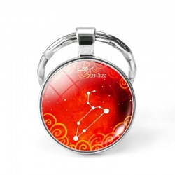12 zodiac signs - glass round keychainKeyrings