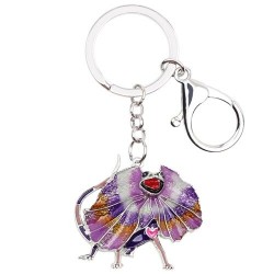 Enamel frilled lizard - metal keychainKeyrings