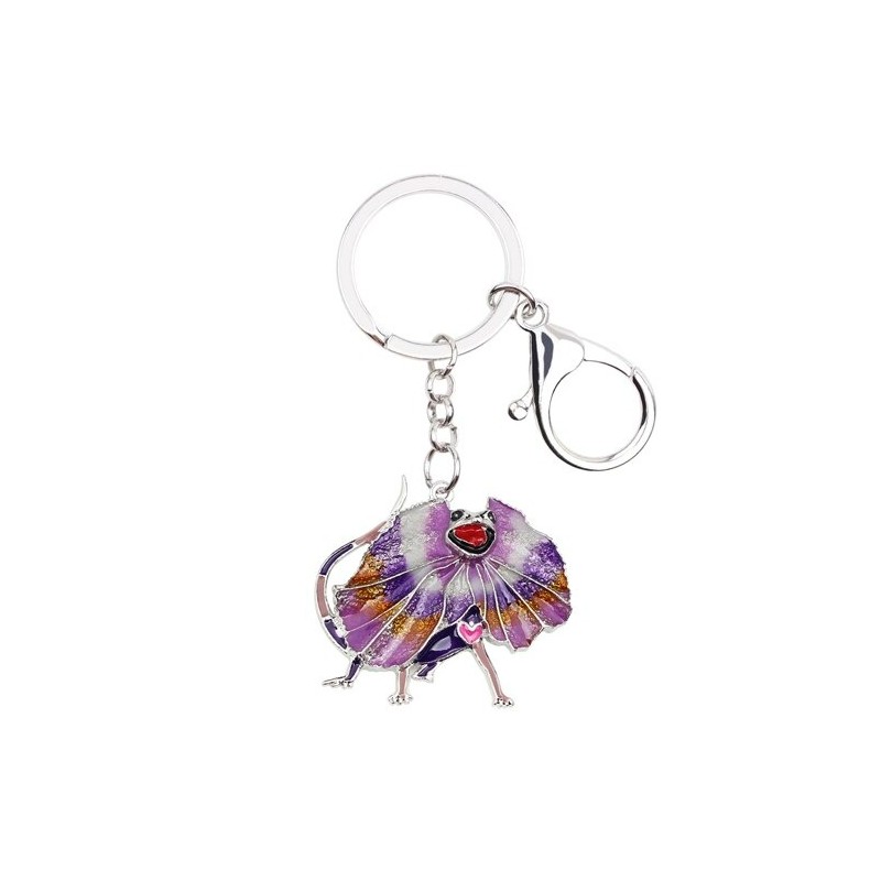 Enamel frilled lizard - metal keychainKeyrings