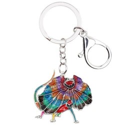 Enamel frilled lizard - metal keychainKeyrings