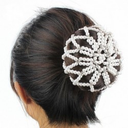 Hair bun cover - handmade - crochet design - with pearlsHair clips