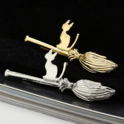 Metal hair clip - cat on broomstickHair clips