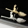 Metal hair clip - cat on broomstickHair clips