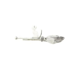 Metal hair clip - cat on broomstickHair clips