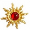 Vintage sun / sunflower shaped earrings - with red pearlEarrings