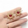 Vintage sun / sunflower shaped earrings - with red pearlEarrings
