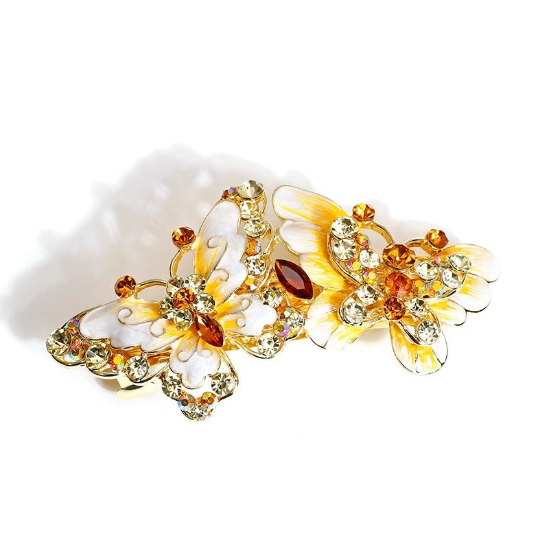 Vintage hair clip - with double crystal butterfliesHair clips
