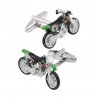 Fashionable cufflinks with green motorcycleCufflinks