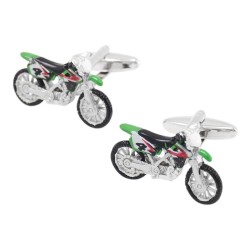 Fashionable cufflinks with green motorcycleCufflinks