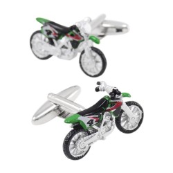 Fashionable cufflinks with green motorcycleCufflinks