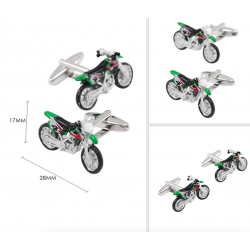 Fashionable cufflinks with green motorcycleCufflinks