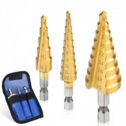 HSS drill bits - straight groove - titanium coated - for wood / metal cutting - 3 piecesBits & drills