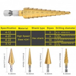 HSS drill bits - straight groove - titanium coated - for wood / metal cutting - 3 piecesBits & drills