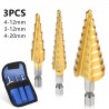 HSS drill bits - straight groove - titanium coated - for wood / metal cutting - 3 piecesBits & drills