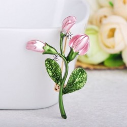 Exquisite pink tulip - crystal broochBrooches