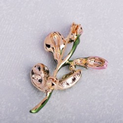 Exquisite pink tulip - crystal broochBrooches