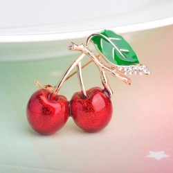Elegant brooch with a red crystal cherryBrooches