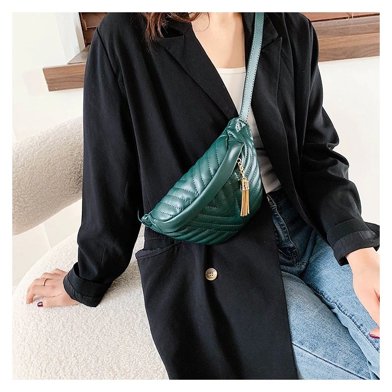 Fashionable small leather bag - with adjustable strap - waist / shoulderBags