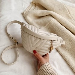 Fashionable small leather bag - with adjustable strap - waist / shoulderBags