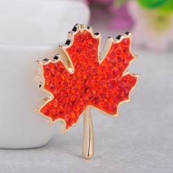 Red maple leaf - crystal broochBrooches