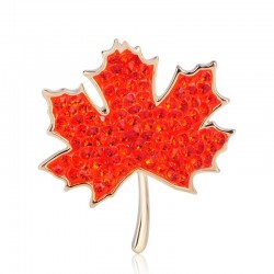 Red maple leaf - crystal broochBrooches