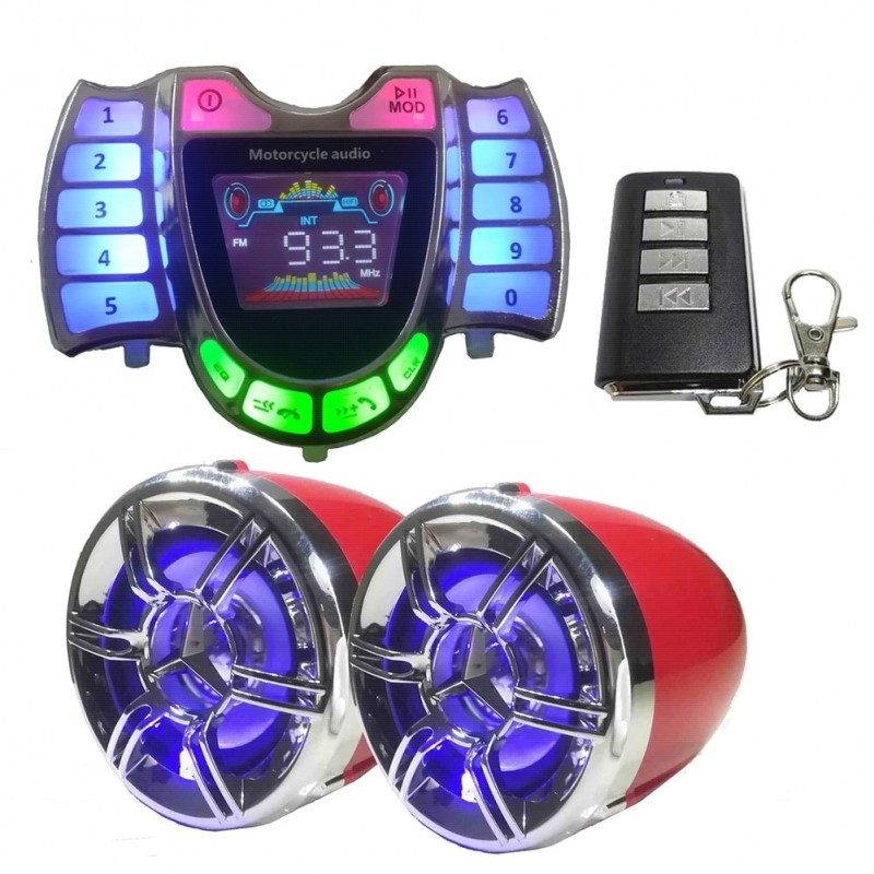 Motorcycle stereo speakers - radio - waterproof - microphone - Bluetooth - USB - LEDSpeakers Motorcycle stereo speakers - radio - waterproof - microphone - Bluetooth - USB - LEDSpeakers