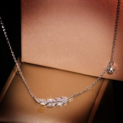 Necklace with silver feather / zircon - 925 sterling silverNecklaces