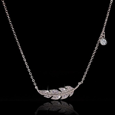 Necklace with silver feather / zircon - 925 sterling silverNecklaces