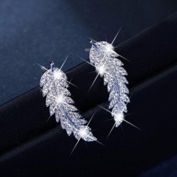 Crystal feathers - elegant stud earringsEarrings