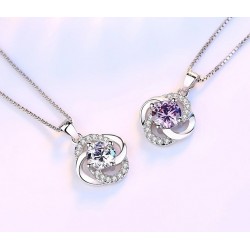 Crystal four-leaf clover - 925 sterling silver necklace - 45cmNecklaces