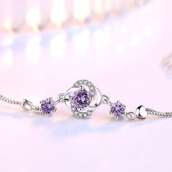 Crystal four-leaf clover bracelet - 925 sterling silverBracelets