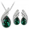 Austrian crystal feather / water drop - necklace / earring / bracelet - jewellery setNecklaces