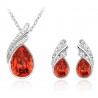 Austrian crystal feather / water drop - necklace / earring / bracelet - jewellery setNecklaces