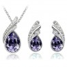 Austrian crystal feather / water drop - necklace / earring / bracelet - jewellery setNecklaces